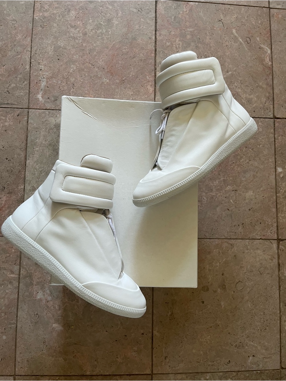 Maison Martin Margiela White High-Top Padded Strap Sneakers